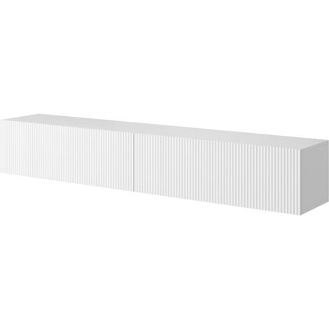 Selsey VELDIO - Meuble TV 175 cm blanc avec façade fraisée