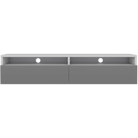 Selsey - REDNAW - Meuble TV - 140 cm - blanc mat / gris brillant - scandinave - moderne (1/4)