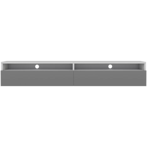 Selsey REDNAW - Meuble TV 2 portes - 180 cm - weiß matt/grau glänzend (1/5)