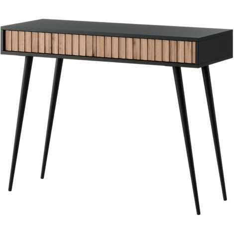 Selsey BELLO - Coiffeuse 2 tiroirs - 104 cm - chêne wotan/noir