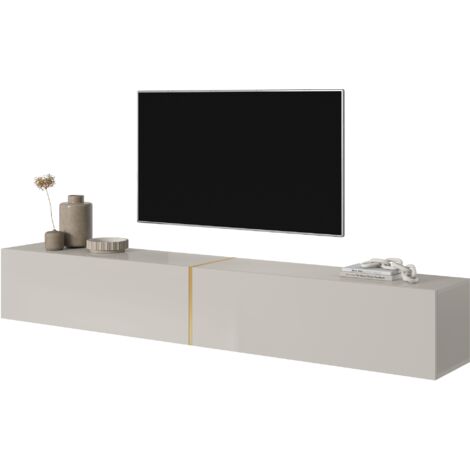 Selsey Bisira Meuble Tv Cm Taupe Gris Beige Avec Insert Dor