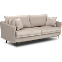 Selsey VOLIO Canapé trois places velours hydrophobe beige pieds noirs