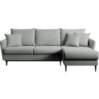 Selsey VOLIO Canapé d'angle avec fonction couchage Volio velours gris pieds hydrophobes noir