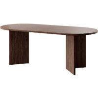 Selsey – Table de salle à manger ovale 90x203,6 cm – Noyer Wisconsin – 6 à 10 places – Panneau stratifié résistant aux rayures – Pieds noirs non rayants