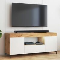 Selsey GUSTO - Meuble tv avec LED / Banc tv avec LED (lancaster / blanc mat, 137 cm)