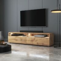 Selsey REDNAW - Meuble TV - 140 cm - chêne wotan - avec LED - scandinave - moderne