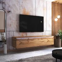 Selsey SKYLARA - Meuble TV - 180 cm - chêne wotan - scandinave - moderne - avec LED