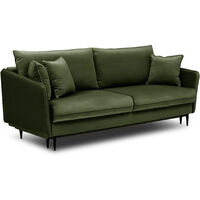 Selsey VOLIO Canapé trois places velours hydrophobe olive pieds noirs