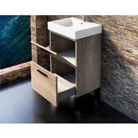 Conjunto Leiva de mueble de bańo con espejo y lavamanos cerámico, de una puerta y un cajón, color nebraska, 45 x 36 x 86cm. 