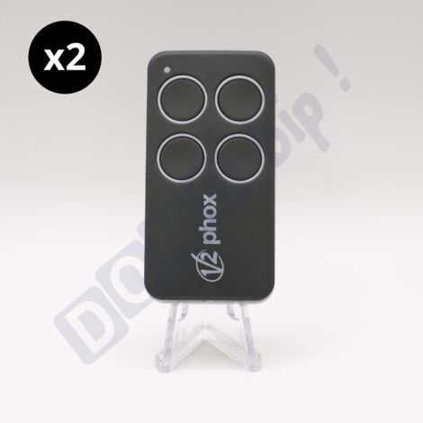 V2 PHOX 4 Contrat 50 - Lot de 2 télécommandes 4 boutons Pour portails et garages - Rolling Code - 433,92 MHz - Compatible WALLY / MR2 - Compatible moteurs V2 Contrat 50