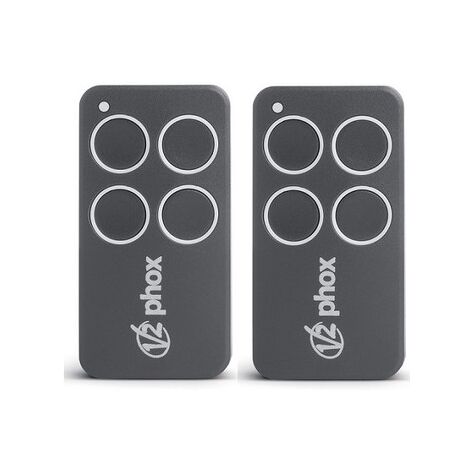 Lot de 2 télécommandes 4 boutons pour portails et garages – Fréquence 433,92 MHz – Codage Rolling Code – Portée jusqu'à 100 m – V2 Electronica