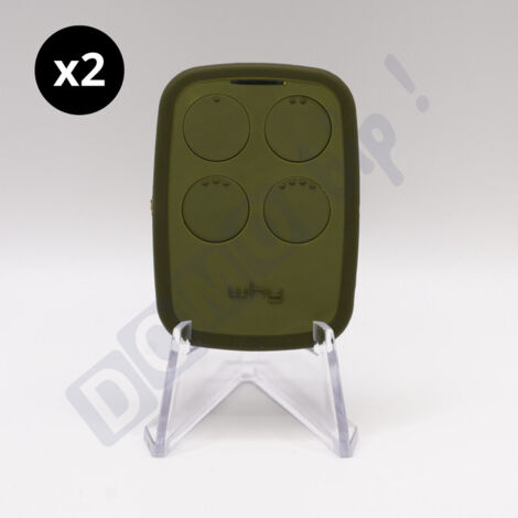 WHY EVO NOA - Lot de 2 Télécommandes universelle 4 boutons Vert Olive multi-fréquences 280-868 MHz - Code fixe & rolling code - Ref : 4791014 (1/5)