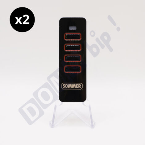 SOMMER 4018V000 : Lot de 2 télécommandes 4 canaux noir et rouge pour portails et portes de garage - Technologie SOMloq2 - Fréquence : 868 mhz - Rolling Code