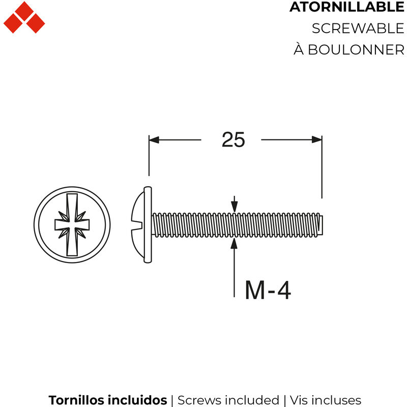 Maniglia per Mobili Stile Contemporaneo Prodotto in Zama Finitura nichel  satinato Distanza tra i punti: 64 mm Misure 736060mm Fissaggio a vite  Include viti M4 10 unità