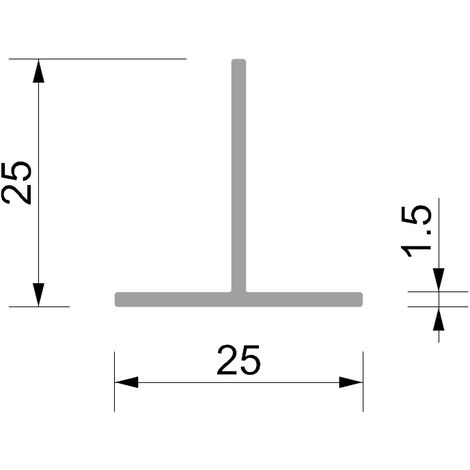 profilo a T In alluminio Finitura Anodizzata Opaca Per Progetti Edili, Riforme  e Bricolage Misure 25251000mm