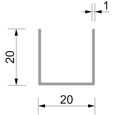 Profilo a U In alluminio Finitura Anodizzata Opaca Per Progetti Edili, Riforme  e Bricolage Misure 20201000mm