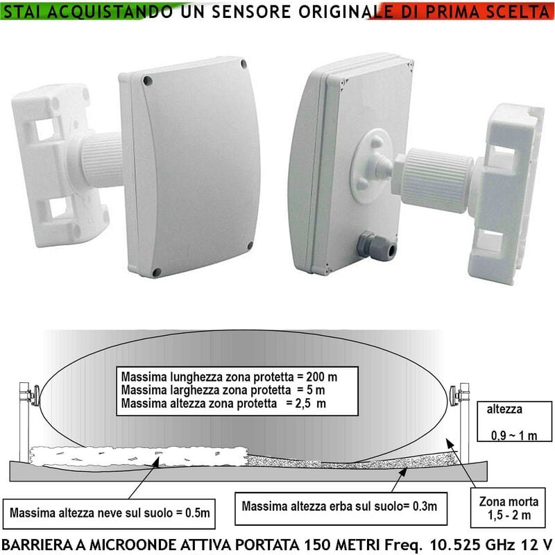 Rilevatore di movimento cablato sensore volumetrico esterno allarme  infrarosso microonde microonde impermeabile IP65