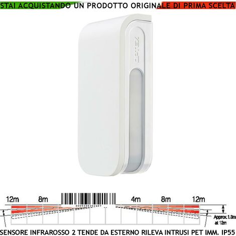 Rilevatore di Movimento Doppia Tenda Antifurto Esterno 4 PIR Portata 12+12 Metri Lineari Regolabile Via Filo Relè Allarme Protezione in linea Finestre Porticati Alimentazione 12 V Assorbimento 34 mA