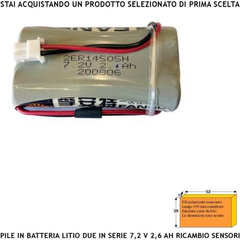 Pacco 2 Pile ER14505H litio Non Ricaricabili in Batteria Uscita 7,2 V 2,6 Ah Connettore Polarizzato Ricambio Sirena Sensore Securvera Altri Dimensioni H29XL52S15 mm Pronta all'Uso Direttiva ISO 9001 (1/2)