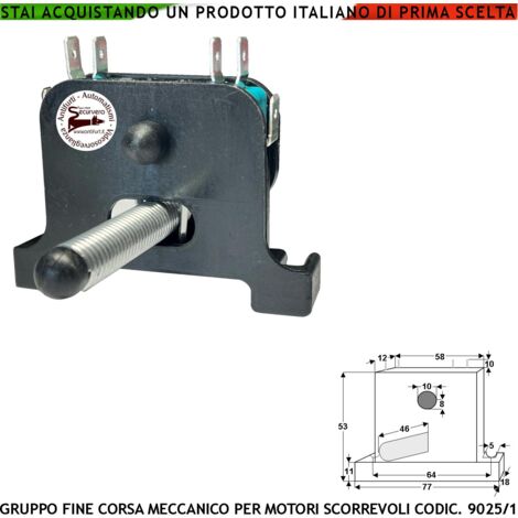 Fine Corsa per Motori Cancello Scorrevole Geko Simply Carrera 9025/1 Composto da 2 Microswitch Contatti a Scambio Carico 10 A 250 V Gruppo Elettromeccanico Supporto in ABS Asta di Comando a Molla (1/2)