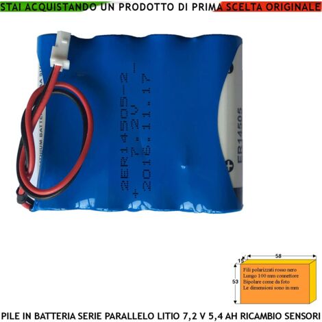 Pile litio Non Ricaricabili Pacco 4 ER14505H in Batteria Uscita 7,2 V 5,4 Ah Connettore Polarizzato Ricambio Sirena Sensore Securvera Altri Dimensioni H45XL52S15 mm Pronta all'Uso Direttiva ISO 9001 (1/2)