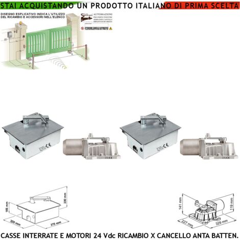 Kit Casse Autoportanti da Interrare Complete di Motori Under 24 Vdc Ricambio Automatismo Cancello Esistente in Acciaio Zincato Montaggio Ambidestri Staffe Fine Corsa Meccanici Compatibile VDS Lievore