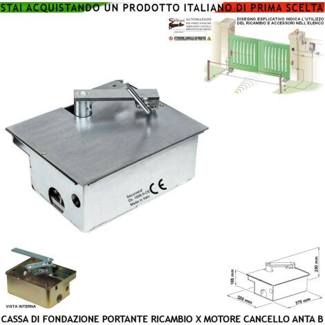 Cassetta di Fondazione Portante Può Sostenere Anta Del Cancello Fino A 5 Q.li in Acciaio Zincato per Motori Under Interrati Ambidestri Staffe Fine Corsa Meccanici Compatibile VDS Came Frog Allmatic (1/4)