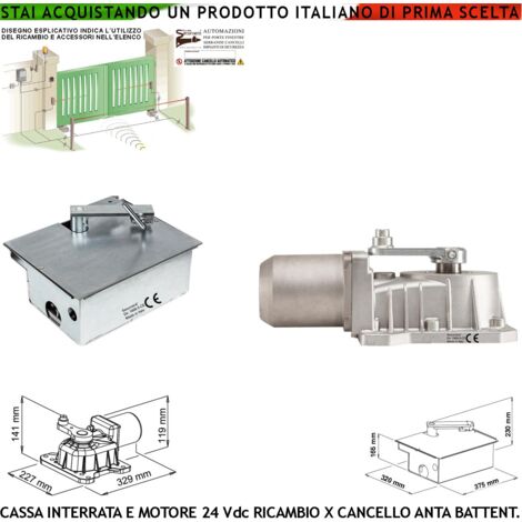 Kit Motore Under 24 Vdc Completo di Cassa Interrata Autoportante Può Sostenere Anta Cancello Fino a 5 Q.li in Acciaio Zincato Montaggio Ambidestro Staffe Fine Corsa Meccanici Compatibile VDS Frog Came (1/4)