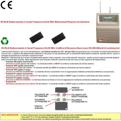 Meccanismo di controllo a pulsante a due tasti, 2 zone