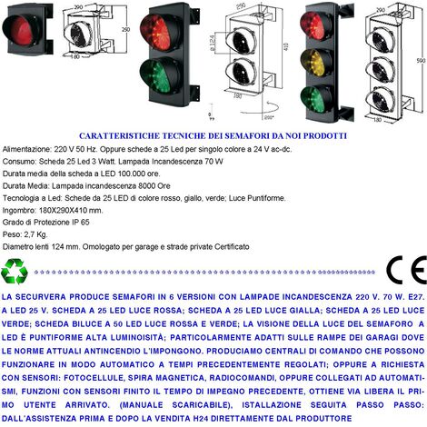 Semaforo industriale per controllo accessi, Semaforo modulare da 1 a 3  luci