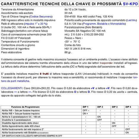 Kit chiave elettronica di prossimità lettore universale securvera