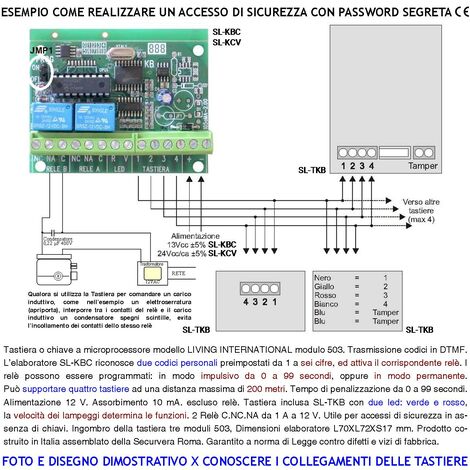 Tastiera Elettronica Modulo 503 2 Led Rosso Verde Kit 2 Tastiere  Elaboratore SV-KBC Alimentazione 24