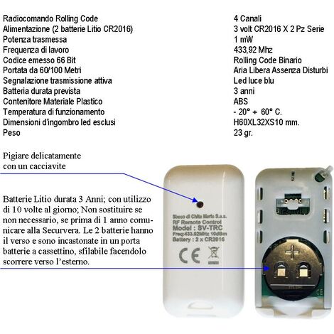 Telecomando Cancello FAAC TM1-433DS - 1 CANALE - Con Batteria