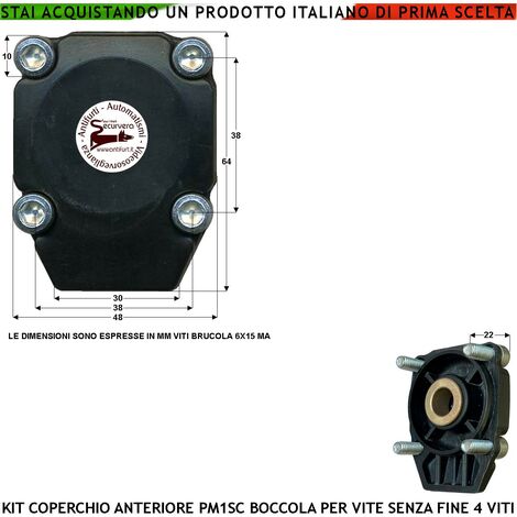 Tappo Anteriore Con Boccola in Metallo Antifrizione 4 Viti Brugola 6X15 MA Ricambio Motori Elettrici per Cancello Automatico a Battente Motori Serie PM SC BH SV-MBS SV-MBQ SV-MBC SV-MBT SV-MQB SV-MCB (1/4)