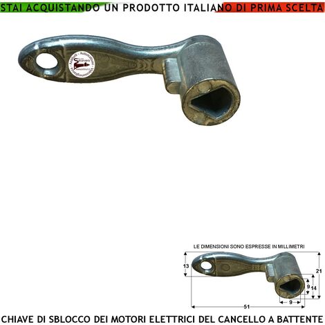 Sblocco Emergenza Chiave in Fusione di Alluminio Necessaria per Sbloccare i Motori Elettrici Autobloccanti Utilizzati per Automatizzare Cancelli ad Ante battenti Sblocco X Mancanza Corrente Elettrica (1/4)
