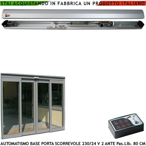 Automatismo Kit Base Per Due Porte Esistenti da 450 mm Passaggio Libero 800 mm Trasmissione Tramite Cinghia Ruote Cuscinetti Autolubrificanti Controllo Elettronico Automatico Encoder Aliment. 230/24 V (1/4)