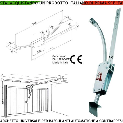 Archetto Adattatore Oscillante Porte Cler Basculanti a Contrappesi di Qualsiasi Marca e Tipo in Acciaio Zincato Sopporta Fino a 200 Kg Evita Oscillazioni e Flessioni Laterali Dimensioni L910XS80 mm (1/4)