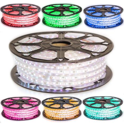 Kit de cinta LED profesional 5050 60 LED/m de 25 o 50 metros RGB impermeable (IP68) con controlador de 220V Longitud: 50 metros
