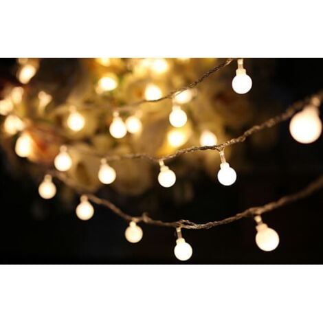 Cuerda de LED 10 metros 100 bolas blancas cálidas ( guinguette )