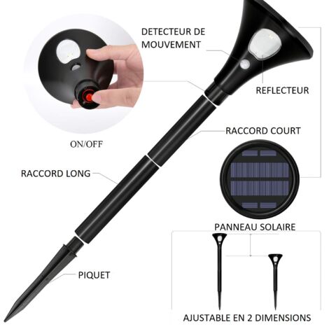 Paquete de 2 lámparas solares LED con detector de movimiento