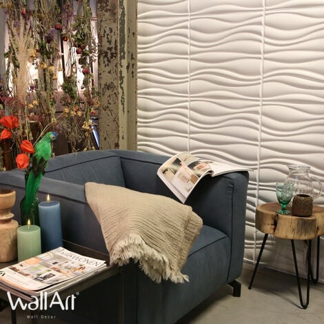 Paneles decorativos 3D Waves Panel de pared + Pegamento WallArt