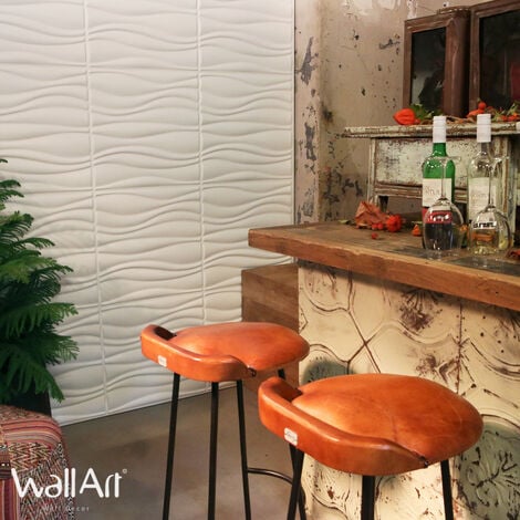 Paneles decorativos 3D Waves Panel de pared + Pegamento WallArt