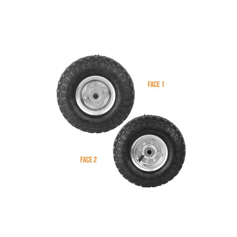 Jeu De 2 Roues De Chariot Anti-Fuite 3.00-4 - Moyeu 20 Mm Roulement à Billes - Robuste