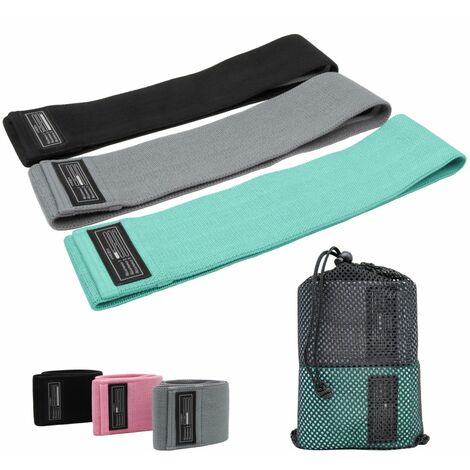 Lot de 3 élastiques de résistance pour musculation, fitness, pilates - Turquoise, gris, noir - Vivezen (1/5)