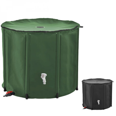 Linxor – Récupérateur d'eau de pluie pliable 1000 L – Tissu PVC résistant aux intempéries – Coloris vert – Robinet et raccord inclus