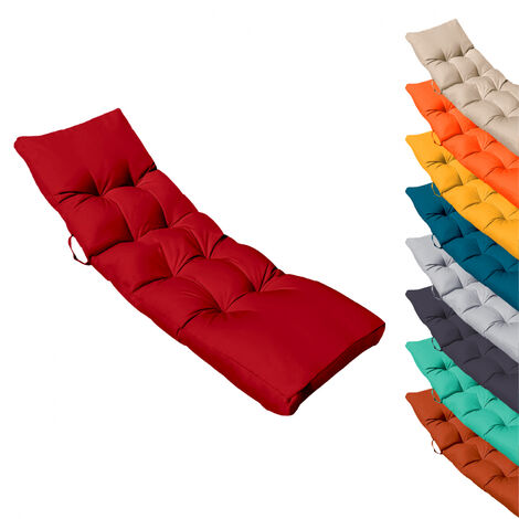 Coussin matelassé pour bain de soleil, transat - 185 x 60 cm - Rouge - Linxor