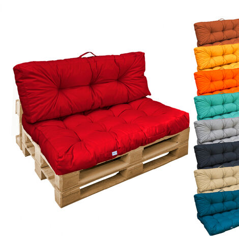 Linxor – Kit de coussins palette capitonnés – Tissu oxford 100% polyester – Épaisseur mousse 20 cm – Dimensions assise 120x80 cm