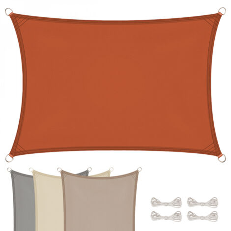 Voile d'ombrage rectangulaire imperméable et anti-UV - 3 x 5 m - Terracotta - Linxor