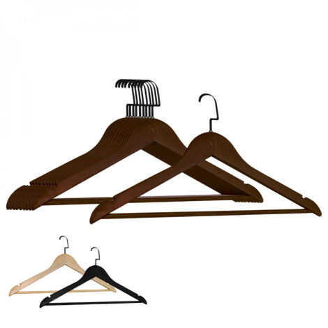 Lot de 40 cintres 44.5 cm pour vêtements adulte premium + avec crochet pivotant à 360° - Bois foncé - Vivezen