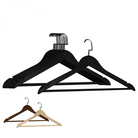 Lot de 10 cintres 44.5 cm pour vêtements adulte premium + avec crochet pivotant à 360° - Noir - Vivezen